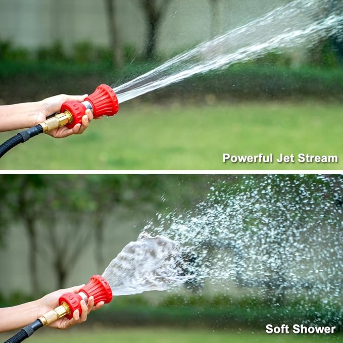FANHAO Fireman Style Garden Hose Nozzle, High Pressure Adjustable Sprayer | Rustproof Metal, Step-less Spray Adjust, Ergonomic Anti-Slip Soft Grip Fire Hose Sprayer Nozzle for Garden, Patio, Car & Pet
