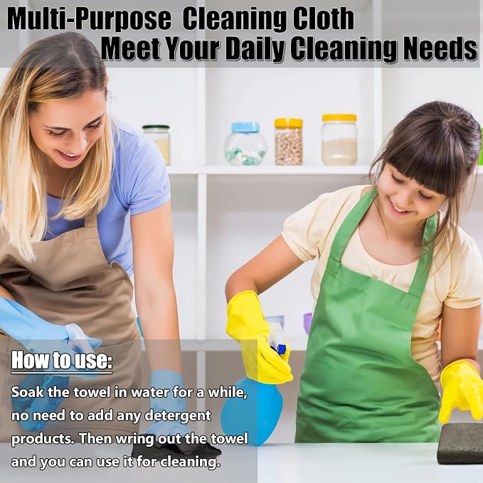 KTT Thickened Magic Cleaning Cloth, 12" x 16", 5 Pack | Reusable Microfiber Cleaning Cloth, Lint Free, For Home, Window, Mirror Glass and Cars