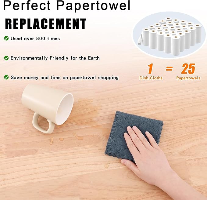 Homaxy 18 Pack Kitchen Dish Cloths (10 x 10 Inches, Dark Grey), Super Soft and Absorbent Coral Velvet Dish Towels, Nonstick Oil Fast Drying Microfiber Cleaning Cloth, No Lint Household Dishcloths