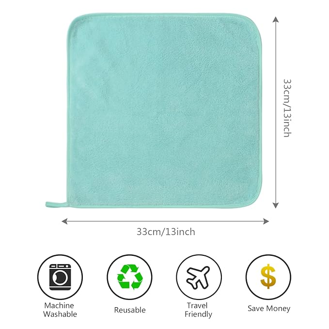 SINLAND Absorbent Coral Velvet Washcloth Ultra Soft Microfiber Face Towels 12 x 12 inch Multi-Purpose Face Cloths for Household and Sport