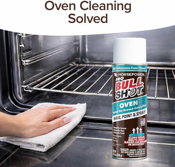 Bull Shot Oven Pro, AS SEEN ON TV, Cling Foam Melts Away Baked-On Grease, Char & Food In Minutes, Professional Strength, Shake, Point & Spray, Made in the USA, Ovens, Racks, Drip Pans & Broilers