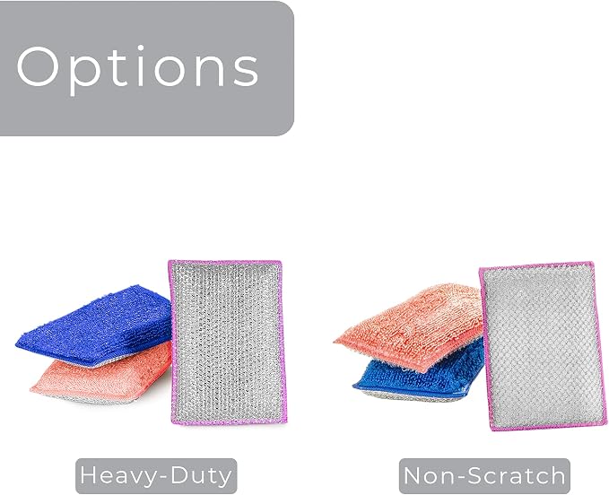 Smart Design Non Scratch Scrub Sponge with Bamboo Odorless Rayon Fiber - Set of 6 - Ultra Absorbent - Soft and Scrubber Side - Cleaning, Dishes, and Hard Stains - Violet Blue Coral
