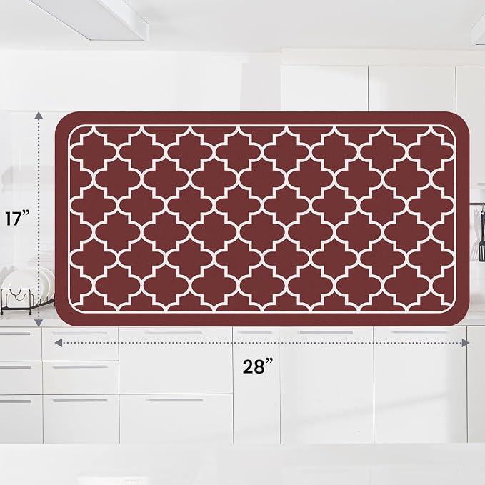 WISELIFE Dish Drying Mat Super Absorbent Drying Mat Large Dish Drying Mats for Kitchen Counter Easy Clean Dish Mat Kitchen Drying Mat18"x 28" Stylish Red