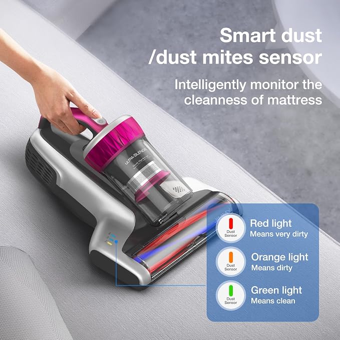 Jimmy WB73 Bed & Mattress Vacuum Cleaner with UV Sanitizer & Ultrasonic – Handheld Dust Remover with Smart Dust Sensor, HEPA Filtration for Pet Hair & Allergies (Corded)