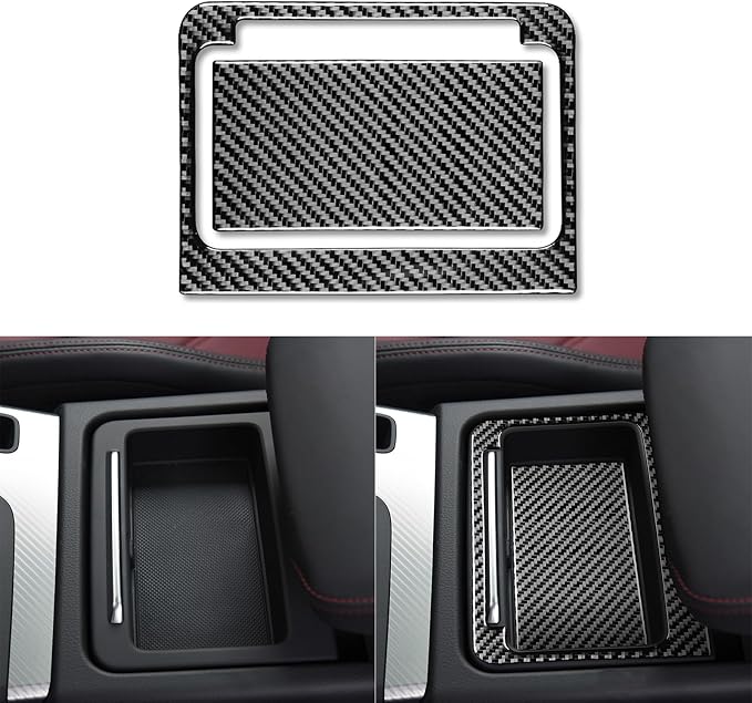 Real Carbon Fiber Trim for Audi 80A Q5 Accessories | for SQ5 2018-2025 Dash Center Console Storage Box Organizer Tray Cover Sticker Interior Thick Overlay Decal