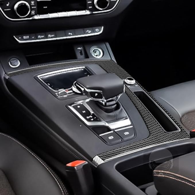Real Carbon Fiber Trim for Audi 80A Q5 Accessories | for SQ5 2018-2025 Dash Center Console Gear Shift Outer Panel Frame Cover Sticker Interior Thick Overlay Decal - A