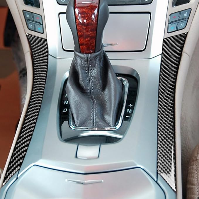 Real Carbon Fiber Trim for Cadillac CTS Accessories | for 2008 2009 2010 2011 2012 2013 Gear Shift Side Strip Sticker Interior Thick Overlay Decal - B