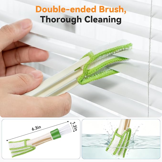 8PCS Window Blind Cleaner Duster Tool, 7-Finger Microfiber Blind Duster | Removable and Washable, Cleaning Tools for Window Shutters & Air Vent
