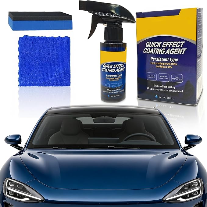 Quick Effect Coating Agent for Car, Quick Effect Coating Agent,Waterless Wash & Polish,Car Coating Spray for Shine & Protection,Quick Acting Paint Protection and Glass Cleaner(1Pack:120ml+Brush+Towel)
