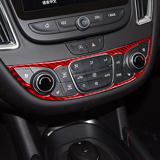 Real Carbon Fiber Trim for Chevy Malibu 9th Gen Accessories | for 2016-2024 Central Console Button Panel Trim Sticker Interior Thick Overlay Decal