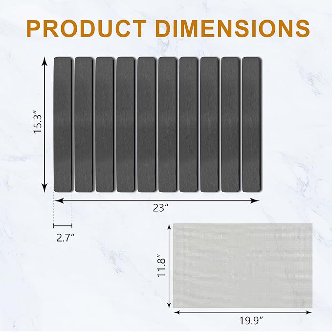 Large Stone Dish Drying Mat for Kitchen Counter, 24"×16" Quick Dry Collapsible Diatomaceous Earth Mat – Super Absorbent Foldable Drying Pad for Dishes (Dark Gray, 23.2" x 15.4")