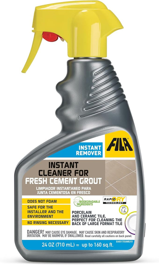 FILA Surface Care Solutions, INSTANT REMOVER, Spray for Grout Haze Clean Up Simultaneously with Installation, Tile and Grout Cleaner, Fast and Effective on Cement Grout, Ready to Use, 24oz