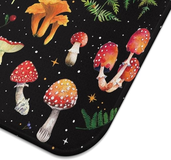 Mushroom Dish Drying Mat for Kitchen Counter Fast Absorbent Microfiber Dishes Drainer Mat for Dishes Drying Pad for Dishes, Utensils, Pots and Pans Kitchen Decor 16x18 in