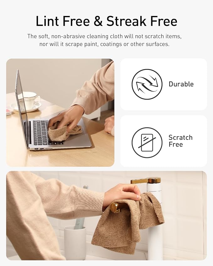 Fantasticlean Microfiber Cleaning Cloth Roll- 75 Sheets, 12" x 12" (TAN) | Super Absorbent, Lint-free, Tear-away Microfiber Towel Roll, for All-Purpose Cleaning