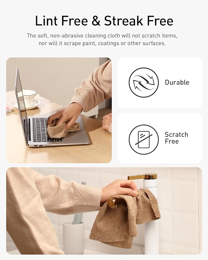 Fantasticlean Microfiber Cleaning Cloth Roll- 30 Sheets, 12" x 12" (TAN) | Super Absorbent, Lint-free, Tear-away Microfiber Towel Roll, for All-Purpose Cleaning