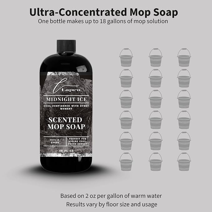 Lapew Midnight Ice Scented Mop Soap - Luxury Floor Cleaner Concentrate for Mopping Tile, Laminate, Vinyl & Hardwood | Streak-Free, Low-Foam | 36 oz