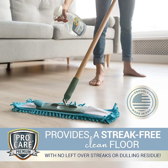 ProCare Citrus Floor Cleaner (Made in USA) | Streak Free Cleaner for Tile, Stone, Laminate, Vinyl & Natural Wood Floor Cleaner for Mopping, Floor Cleaning Solution with Citrus Aroma -32oz Spray Bottle
