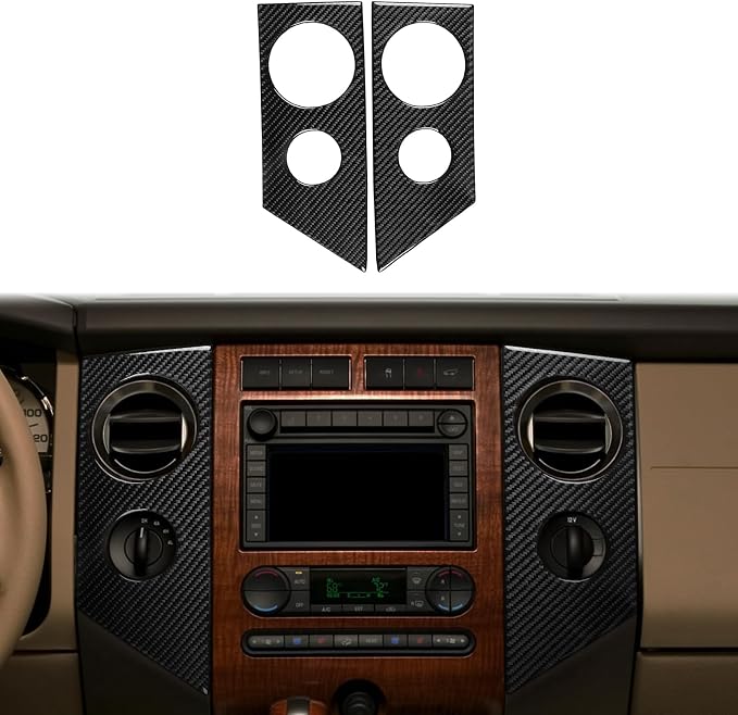 Air Vent Decals Fit for Ford Expedition 2007-2014 Real Carbon Fiber | Central Console Air Vent Decor Accessories|Thick Overlay|Anti-scratch|Self-adhesive