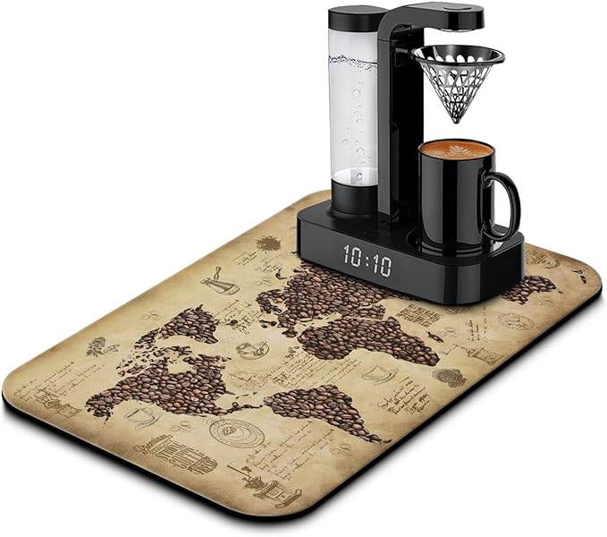 Fun Coffee Mat 19inx12in,Coffee Bar Mat for Countertops,Absorbent Hide Stain Anti-Slip Coffee Bar Accessories Fit Under Coffee Machine Mat,dish Drying Mats for Kitchen