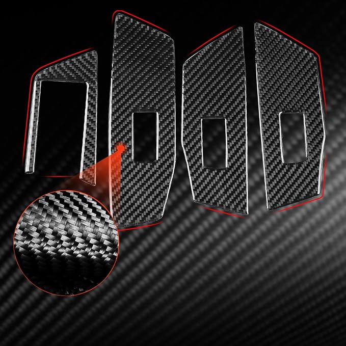 Real Carbon Fiber Door Stickers Fit for Audi A3 8Y S3 2021-2025 | Trim Door Window Switch Panel Cover | Accessories | Anti-scratch | Self-adhesive