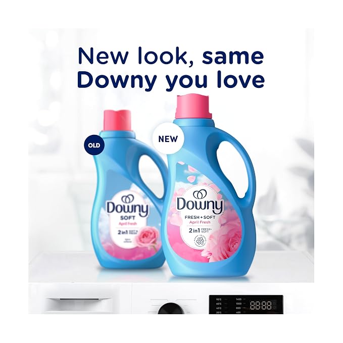 Downy 2 in 1 Liquid Fabric Softener, April Fresh, 44 fl oz, 60 Loads, Fabric Conditioner Liquid Provides Softness and Freshness for Fabrics