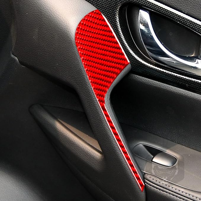 Red Real Carbon Fiber Trim for Nissan Rogue Accessories | for 2014-2020 / Rogue Sport 2017-2022 Side Mirror Control Sticker Interior Thick Overlay Decal