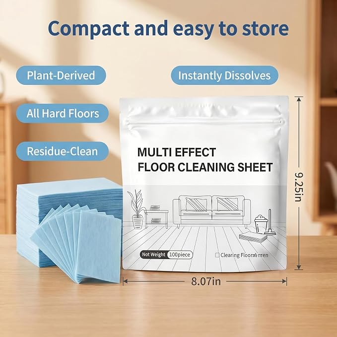 300Pcs Floor Cleaning Tablets, Multi-Surface Cleaner, Multiple Effect The Floor Clean, Multi Effect Floor Cleaner Sheets with Fresh Scent for Hardwood Floors, Laminate, Wall Tiles, Glass & More (Blue)