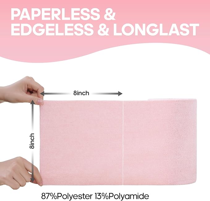 Fantasticlean Microfiber Cleaning Cloth Roll 2 Rolls 120 Pack, Tear Away Paperless Towels, 8" x 8", Reusable Washable Rags, House Kitchen, Pet, Office, Indoor Outdoor, Portable (Pink and Light-Purple)