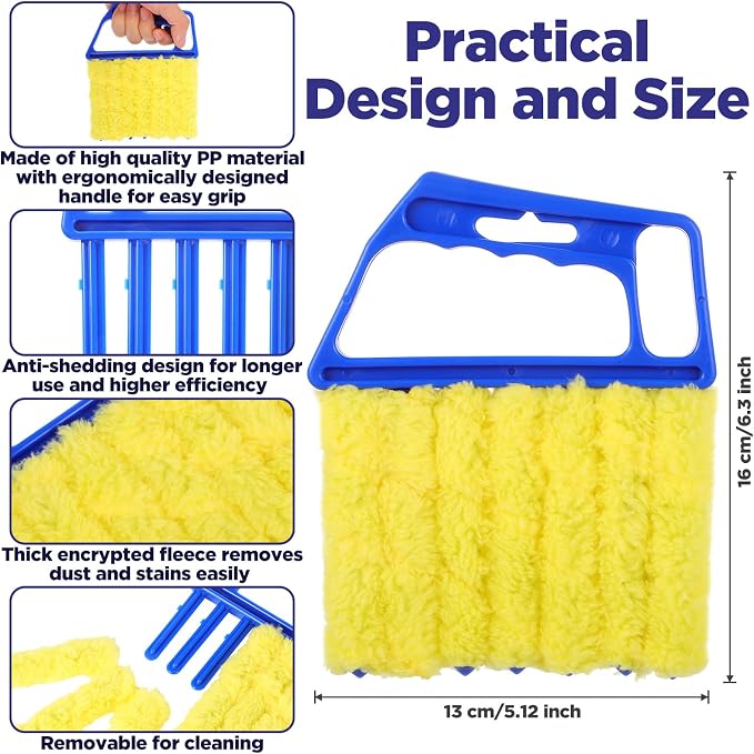 4 Pcs Blind Cleaner Tool 7 Finger Microfiber Window Blind Duster for Cleaning Washable Mini Blinds Cleaner Duster Tool for Cleaning Blinds, Ventilation Vents, Fans and Air Conditioner