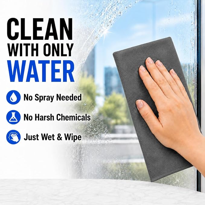 6Pcs-XXL Extra Large Magic Cleaning Cloth, 8x12 Inch Thick Microfiber Cleaning Cloth, Lint Free & Streak Free Reusable Cloths for Glass, Windows, Kitchen, Screens, Car & Household Cleaning