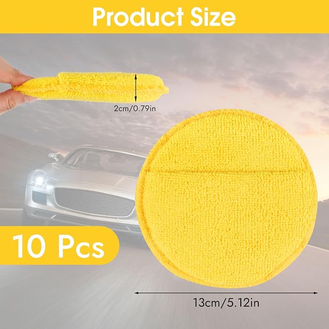 10 Pack Wax Applicator Pads Microfiber with Finger Pocket for Car Wax | Foam applicator pad with finger pocket, Scratch-free waxing for cars & household, Machine washable & reusable