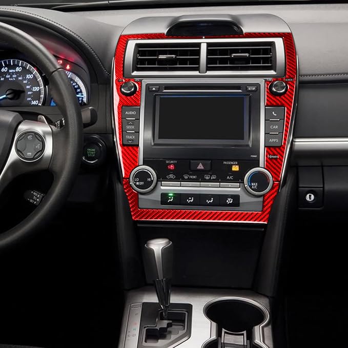 Real Carbon Fiber Trim for Toyota Camry Accessories | for 2012 2013 2014 Multimedia Panel Frame Interior Thick Overlay Decal