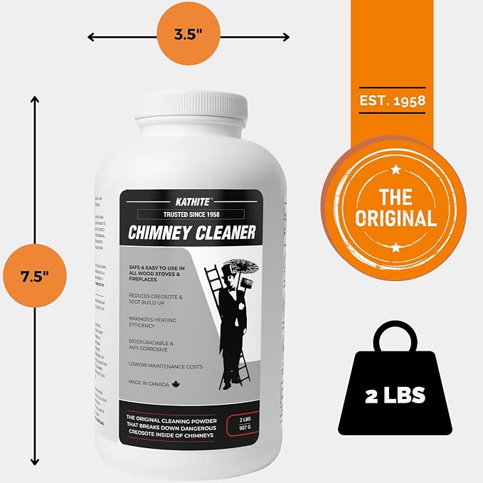 KABIN Kathite Chimney Sweep Cleaner 2LB - Fireplace Chimney Cleaning Kit - Creosote Remover for Wood Stoves - Creosote Destroyer Better Than Fire Logs