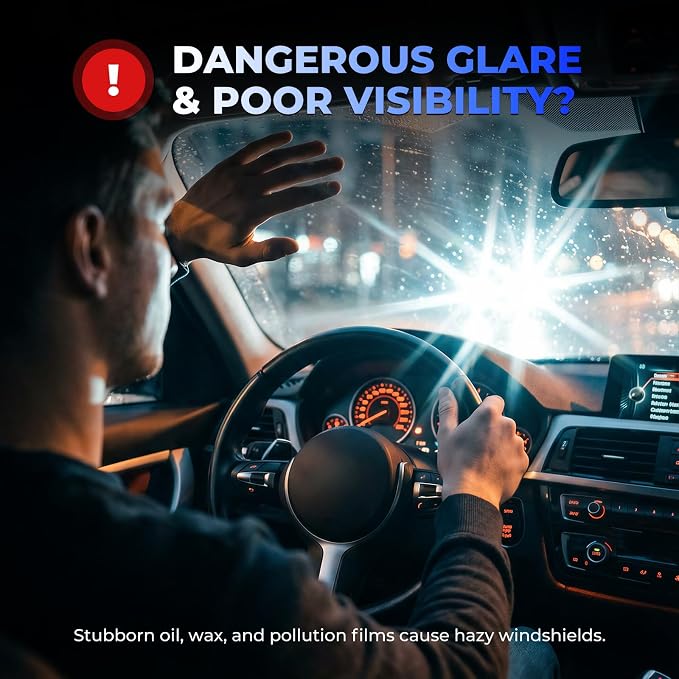 SGC Professional Cleaner Paste for Cars Glass Clear Vision Pro – Heavy Duty Degreaser, Removes Stubborn Oil Film & Water Spots on Windshields, Mirrors (Safe for Tinted Windows)(5.3 oz)