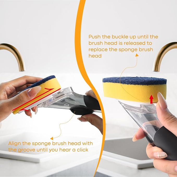 Sponge Brush Refills for OXO Soap Dispensing Dish Brush - 8 Pack Dish Cleaning Soap Dispensing Head Replacement for Scrubber