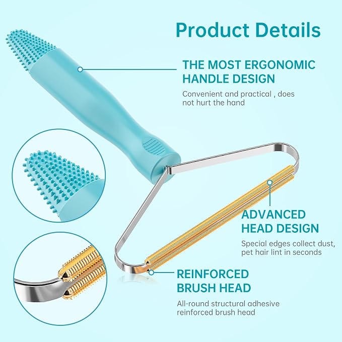Pet Hair Remover, Dog Cat Carpet Rake, Lint Remover Shaver for Sofas-2pack | Wool Hand Pet Hair Removal Tool, Cleans Carpets Car Cushions Pet Beds Furniture, Works on All Fabric & Rug