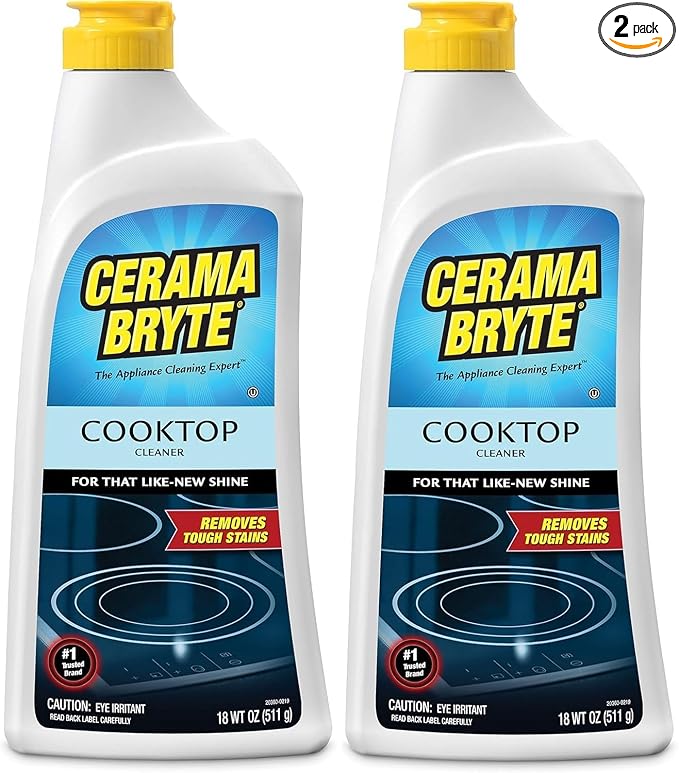 Cerama Bryte Cooktop Cleaner for Glass-Ceramic Surfaces, 18 oz, 2 Pack