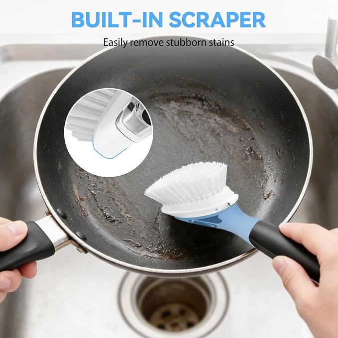 Dish Brush Refills 4 Pack, White Replacement BrushHeads Compatible with OXO Dish Brush & OXO DishScrubber