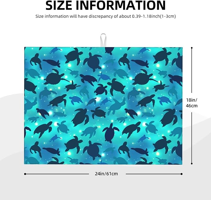 Sea Turtles Blue Dish Drying Mat For Kitchen Counter, Super Absorbent Microfiber Dish Drying Pad, Kitchen Gadgets For Easy Clean Multi-Use Large 18"x24"