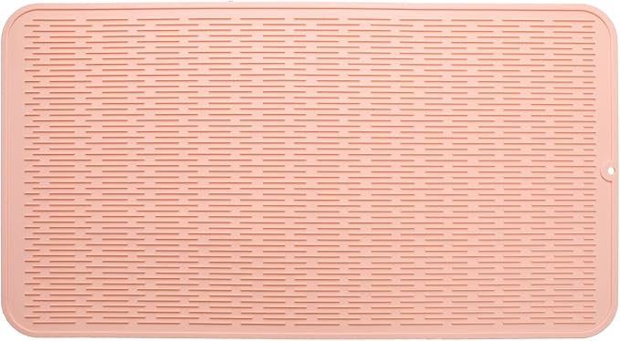 MicoYang Silicone Dish Drying Mat for Multiple Usage,Easy clean,Eco-friendly,Heat-resistant Silicone Mat for Kitchen Counter or Sink,Refrigerator or Drawer Liner Pink 4XL 32 inches x 18 inches