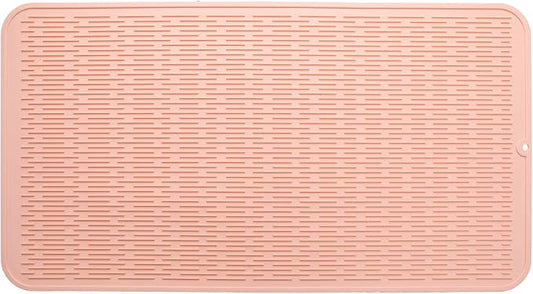 MicoYang Silicone Dish Drying Mat for Multiple Usage,Easy clean,Eco-friendly,Heat-resistant Silicone Mat for Kitchen Counter or Sink,Refrigerator or Drawer Liner Pink 4XL 32 inches x 18 inches
