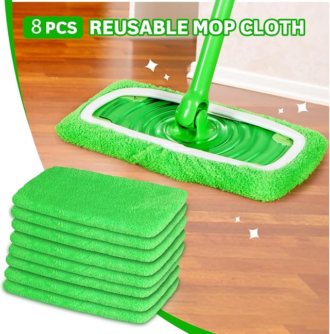 AmaVins 8Pk Reusable Microfiber Mop Pads for Swiffer Sweeper