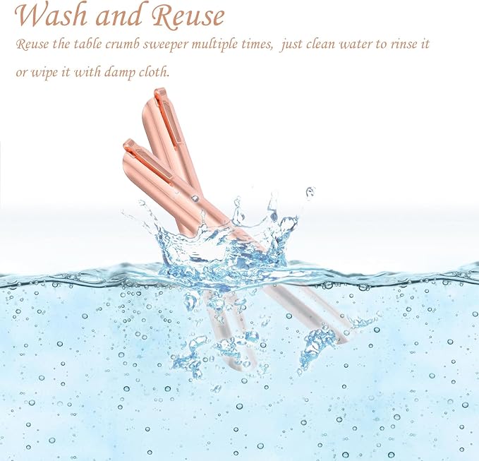 Table Crumb Sweepers for Servers Restaurant Bread Crumber Cleaner Stainless Steel for Tablecloth in Restaurants and Homes, Servers, Waitresses Tool Accessories(Rose Gold)