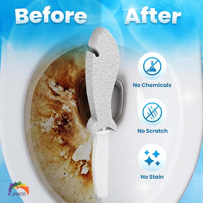 Pumice Stone for Cleaning with Handle (4 Pack) – Scrubbing Stone for Porcelain, Ceramic and Tile, Pumiceshark for Toilet Cleaning (4, Value Pack)