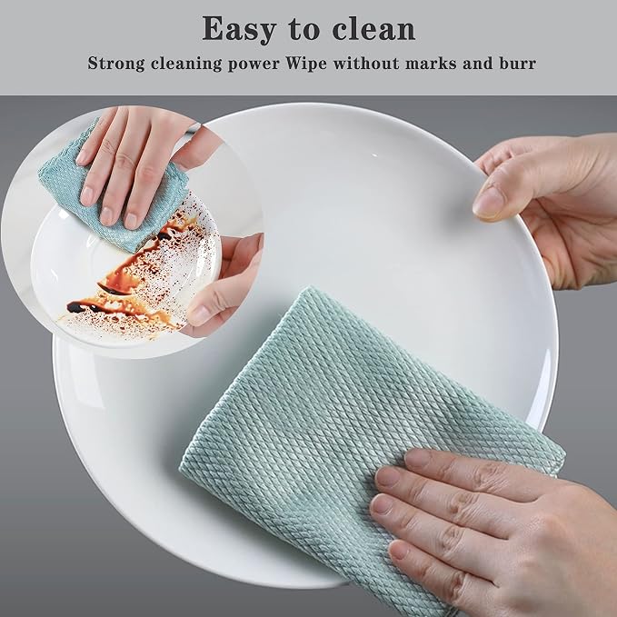 5Pcs Nanoscale Cleaning Cloth, Easy Clean Cloth, Fish Scale Microfiber Easycleanco Cloth, Reusable Lint Free Rags for Glass No Watermark or Streaks, Dishes, Mirrors (5 Colors,15.7 in x 11.8 in)