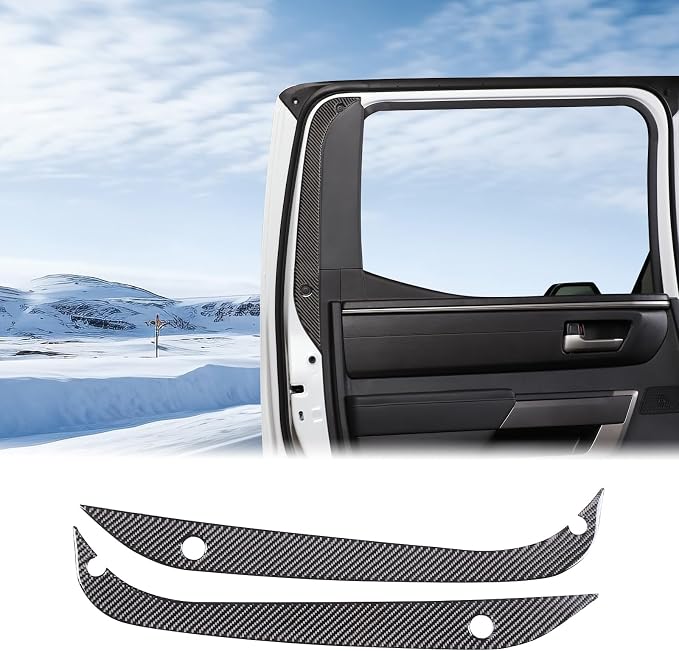 Aunginsy Car Rear Inner Door Window Trim Sticker Compatible with Toyota Tundra 2022 2023 2024 Pickup Truck Real Carbon Fiber Material Decorative Sticker Protection Cover Interior Accessories