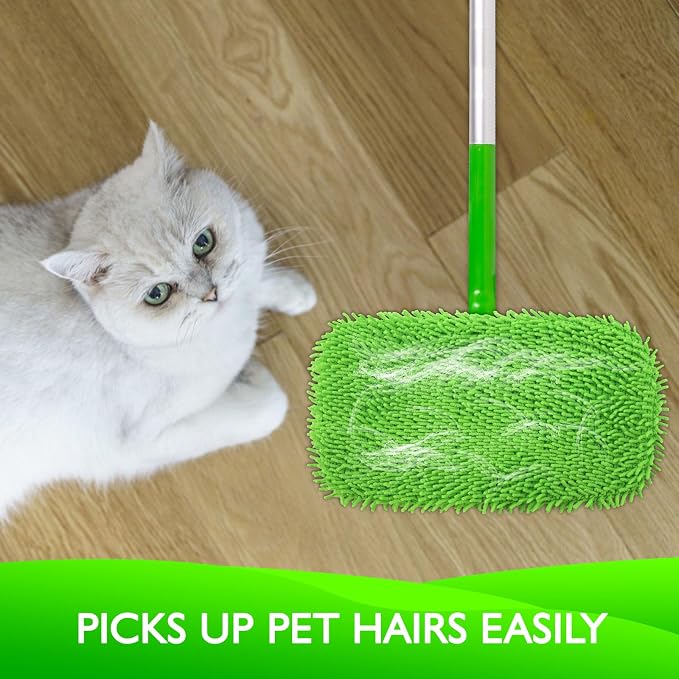 Reusable Microfiber Mop Pads Compatible with Swiffer Sweeper Mop | 8 Pack Dry Sweeping Cloths & Wet Mopping Cloths - Washable Chenille Mop Pads Refill for Mopping Floors (Mop is not Included)