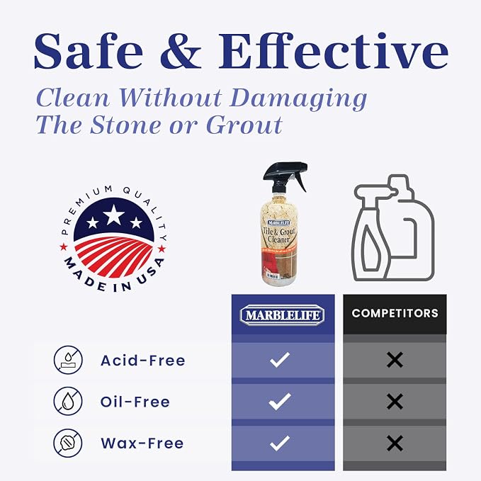 Marblelife Tile & Grout Cleaner - Tile and Grout Cleaner for Floors, Pools, Bathroom Shower, Bath & Other Surfaces, Safe & Effective, 32oz Spray