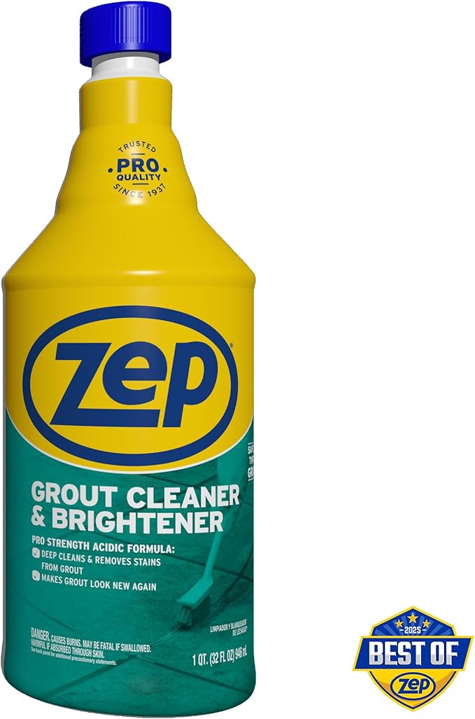 Zep Industrial Grout Cleaner and Brightener - 32 oz (Pack of 4) ZU104632 - Deep Cleaning Pro Formula