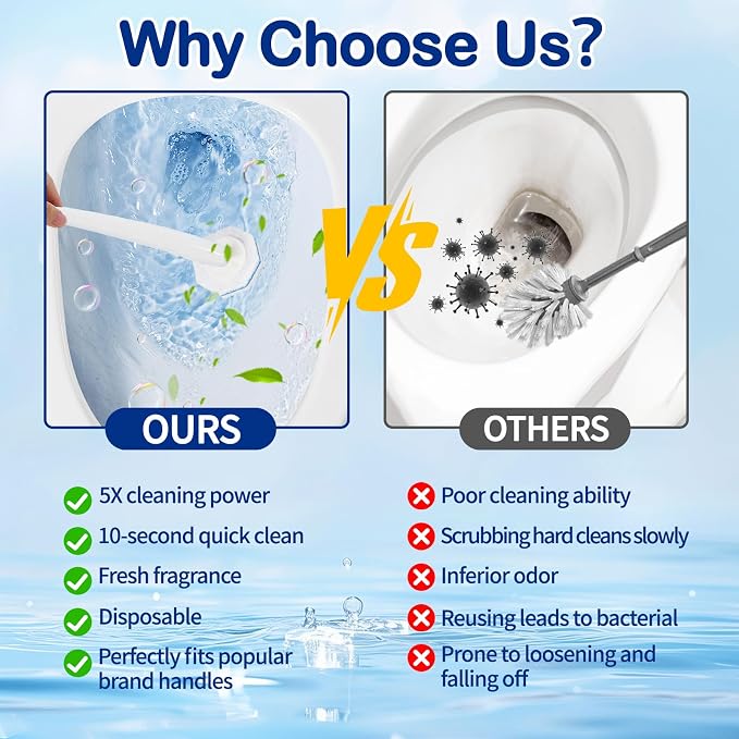 30 Count Toilet Bowl Brush Refills for Clorox - Upgrade 3-Layer Thickened Toilet Bowl Brush Compatible with Clorox Toilet Brushes, Toilet Bowl Cleaners with 5X Cleaning Power, No Falling Apart
